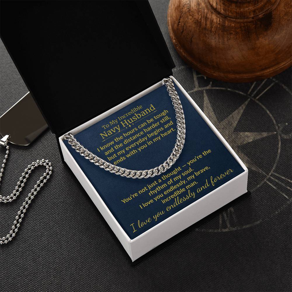 Navy Husband - "My Incredible Man" Cuban Link Chain