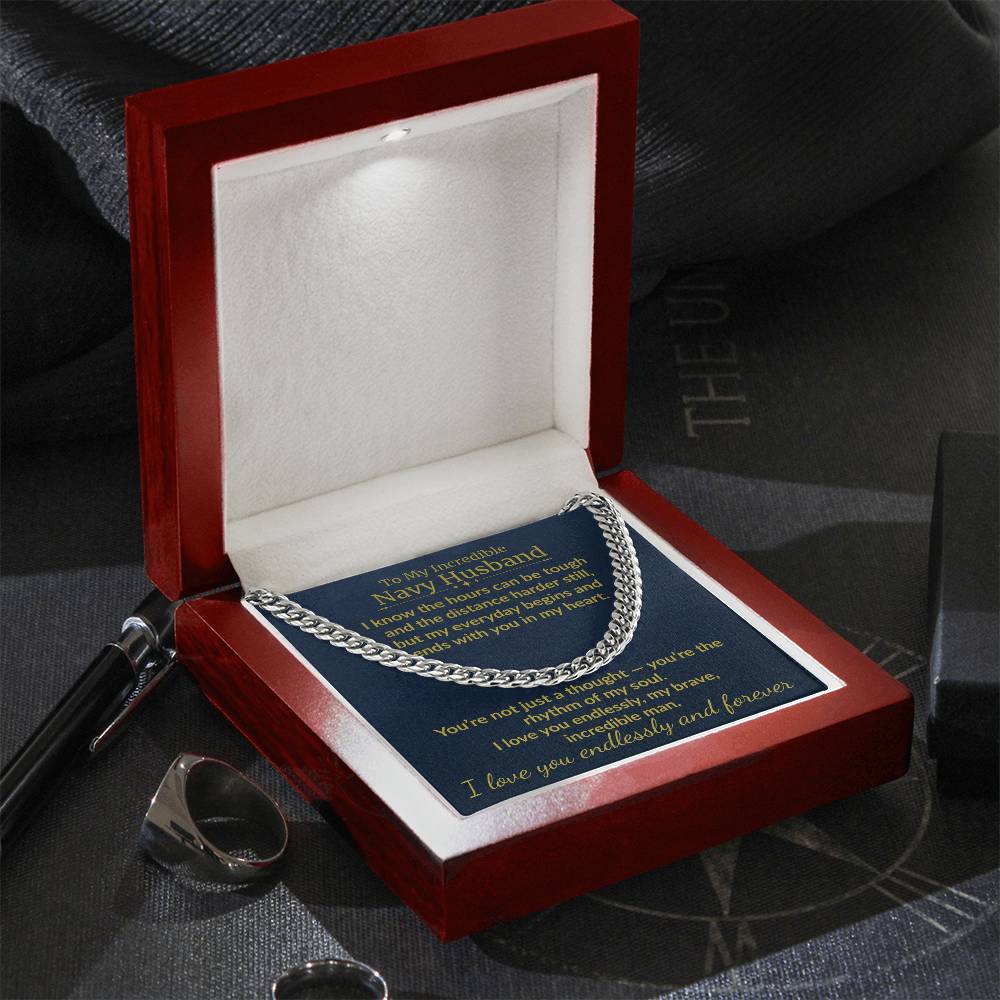 Navy Husband - "My Incredible Man" Cuban Link Chain