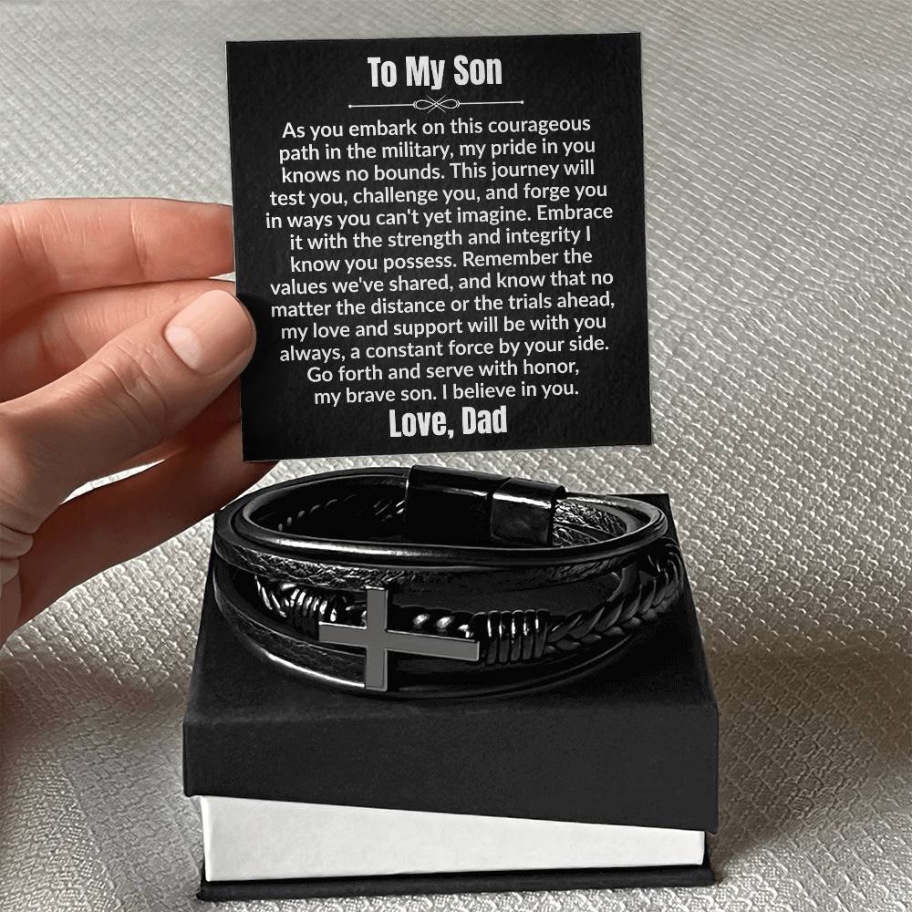 To My Son Cross Bracelet From Dad