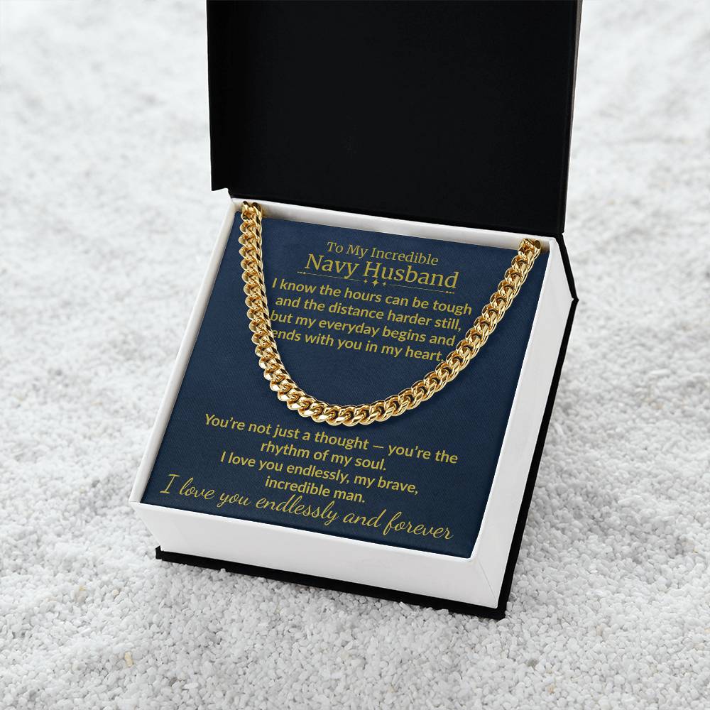Navy Husband - "My Incredible Man" Cuban Link Chain