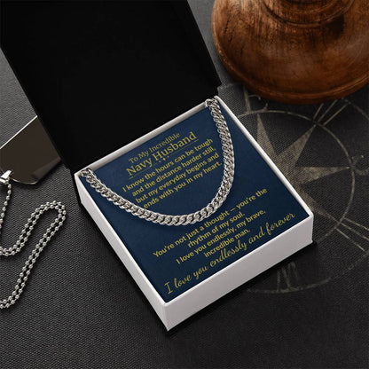 Navy Husband - "My Incredible Man" Cuban Link Chain