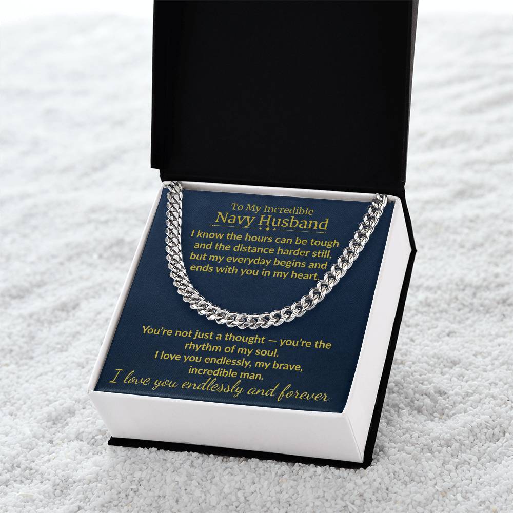 Navy Husband - "My Incredible Man" Cuban Link Chain