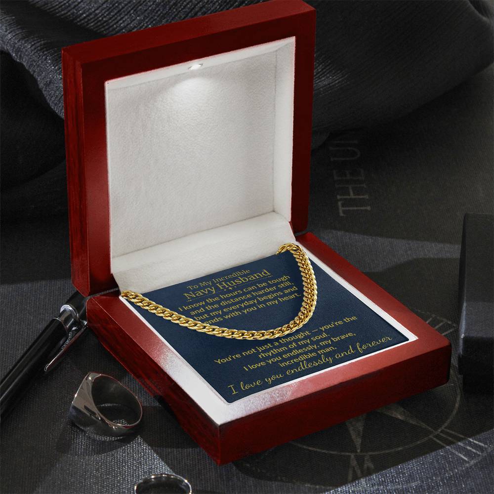 Navy Husband - "My Incredible Man" Cuban Link Chain