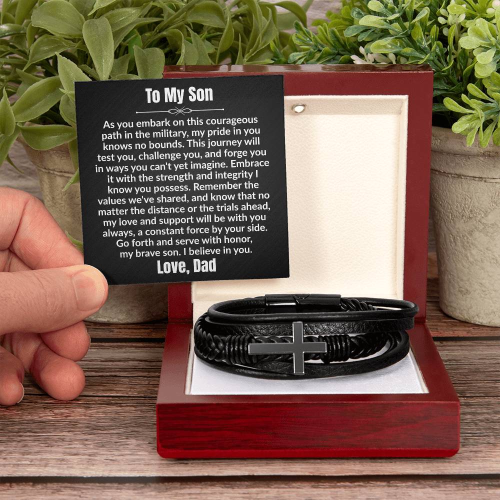 To My Son Cross Bracelet From Dad